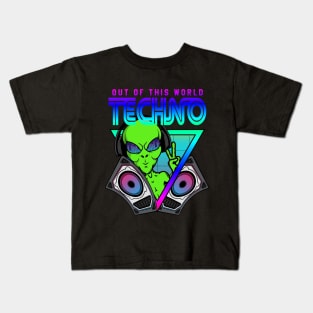 Techno Out Of This World Alien Music Kids T-Shirt